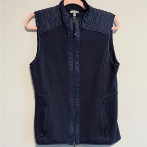 T by Talbots Size Medium Navy Blue Quilted Zip Vest Lightweight Layering Jacket